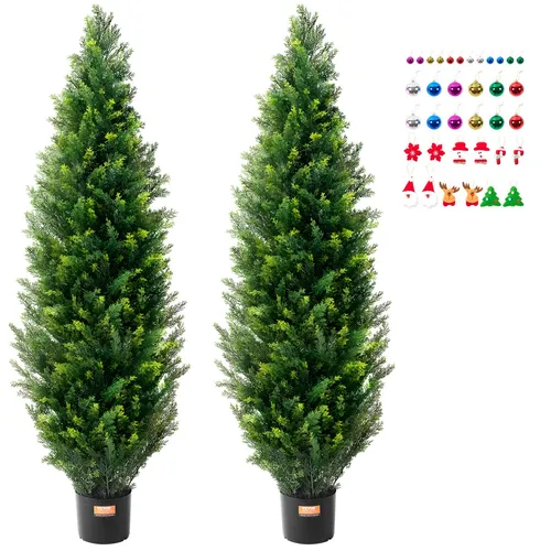 VEVOR 2er-Set Künstliche Zeder Formschnittbaum - Kunstpflanzen aus PE, 152,4 cm hoch, realistisch und pflegeleicht. Ideal für dekorative Akzente in jedem Raum.