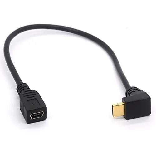 Mini USB auf Typ C Kabel Kordel, Rechts gewinkelt USB 3.1 Typ C Stecker auf Mini 5-Pin B USB-Buchse Adapter für Laptop, MacBook, Kamera, HDD (USB C/TypeC Positive)