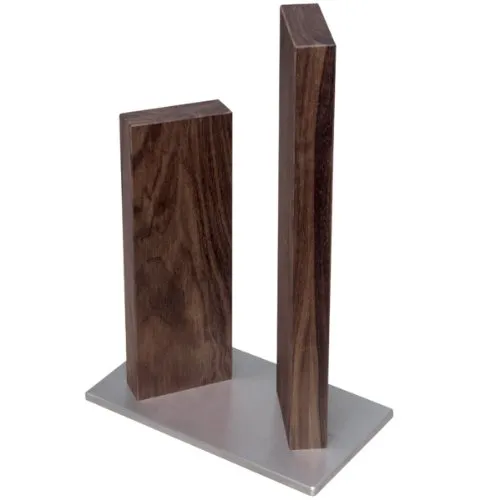 KAI Stonehenge magnetischer Messerblock klein aus Walnuss - Küchenmesser, eleganter Messerblock aus Walnussholz mit Edelstahlboden, bietet sicheren Halt für 4 Messer und schützt Klingen vor Beschädigungen.