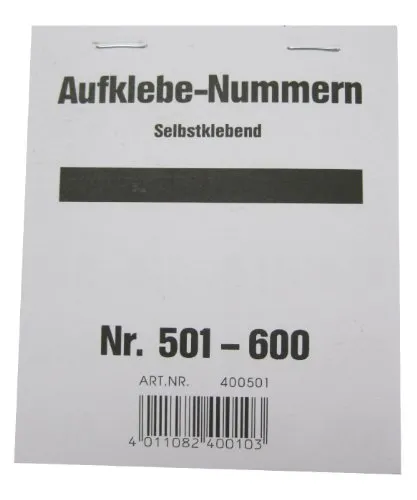 WOLF & APPENZELLER Klebenummern verschiedene Zahlen, schwarz 20,0 x 24,0 mm, 100 Etiketten