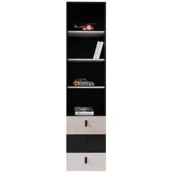 Eiche Schwarz Regal mit 3 Schubladen 45x190 cm - Stylisches Regal in Eiche Schwarz, ideal für das Wohnzimmer. Mit 3 praktischen Schubladen bietet es viel Stauraum und überzeugt durch sein modernes Design. Einfacher Selbstaufbau dank Montageanleitung.