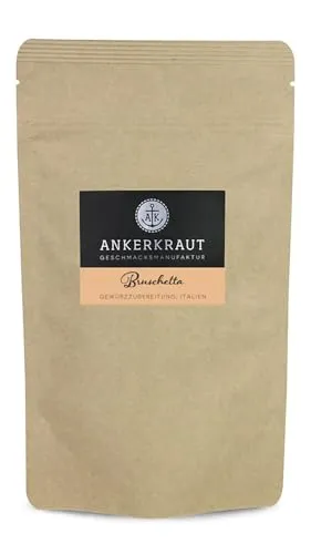 Ankerkraut Bruschetta, Gewürz-Zubereitung für Tomaten, für den Klassiker con pomodoro e basilico, mit Öl und Brot servieren, mit Knoblauch Oregano, zuckerfrei, 110 g im Beutel