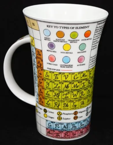 Dunoon Glencoe Becher „The Periodic Table“ - Kaffeetassen & Becher mit einzigartigem Motiv des Periodensystems, aus hochwertigem Bone China gefertigt, ideal für Chemieliebhaber und als stilvolles Geschenk.