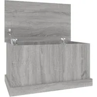 vidaXL Aufbewahrungsbox mit Deckel, Grau Sonoma Holzwerkstoff - Truhe in Grau Sonoma, ideal zur Aufbewahrung von Kissen, Spielzeug und mehr. Langlebiges Material mit feuchtigkeitsbeständigen Eigenschaften und vielseitig nutzbar als Tisch.