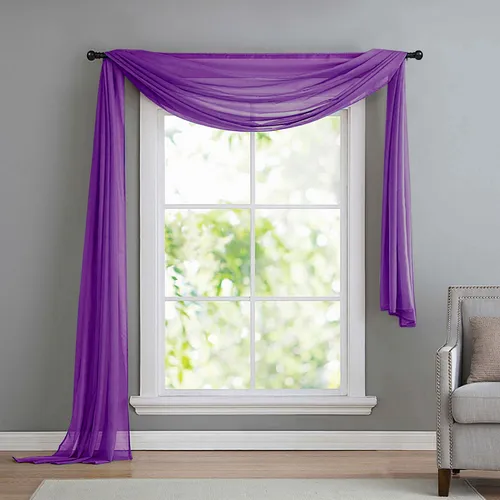 Voile Querbehang, Freihanddeko, 140x600, Lila in lila von Gardinenbox