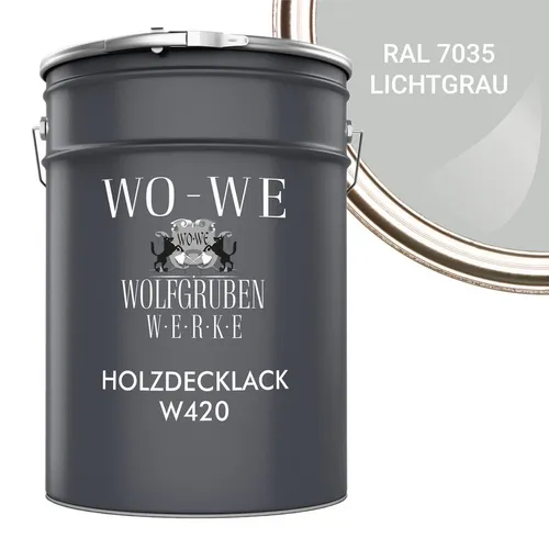 WO-WE Holzlack W420 - Seidenglänzende Wetterschutzfarbe für Holz - Hochwertiger Holzlack für Innen & Außen, schützt vor UV-Strahlung und Witterungseinflüssen. Umweltfreundlich, geruchsarm und schnelltrocknend – ideal für Holzmöbel und Gartenmöbel.