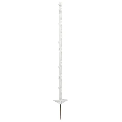 Kerbl Kunststoffpfahl Expert (Farbe weiß, mit Doppeltritt, Gesamthöhe 125 cm, 5er Bund, mit Bodennagel, aus verzinktem Metall, Weidezubehör) 443492