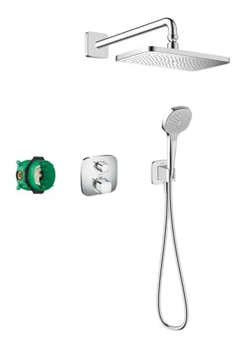 hansgrohe Croma E Brausesystem 280, 1 Strahlart mit Ecostat E - Brausegarnituren mit sanfter Regendusche, komfortablem Thermostat und 4 Strahlarten für individuelles Duschvergnügen – langlebig und hochwertig für Ihr modernes Bad.