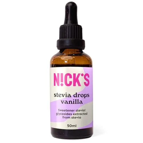 NICKS Stevia Flüssig Flavour Drops Vanille (50ml) Keto Zuckerfreie Tafelsüße ohne Kalorien, Low carb Zuckerersatz, Süßstoff, Flüssigsüße, Alternative zu Zucker, Süßungsmittel mit Pipette