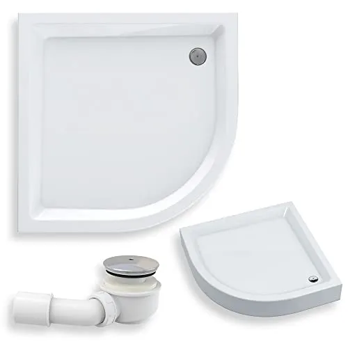 KOLMAN Duschwanne 90x90 cm Viertelkreis - Duschwanne aus strapazierfähigem Sanitäracryl, langlebig und mit flachem Profil für ein sicheres Duscherlebnis. Ideal für modernes Badezimmerdesign.