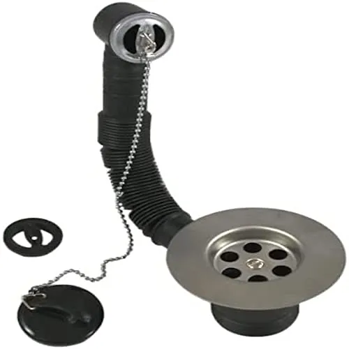 Merriway BH00426 40 mm Kombinierter Waschbeckenabfluss und -überlauf mit Stöpsel und Kette, Weiß