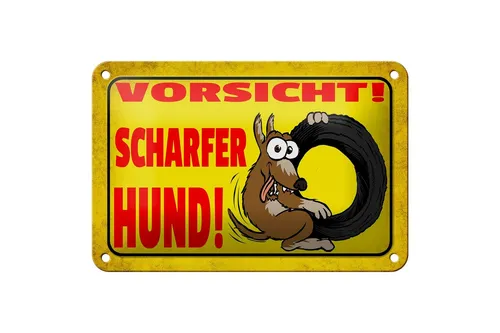Blechschild Hinweis 18x12 cm Vorsicht scharfer Hund Metall Deko Schild