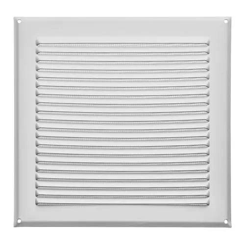 SOTECH Aluminium Lüftungsgitter 250 x 250 mm weiß mit Insektenschutz Belüftungsgitter zum Aufschrauben