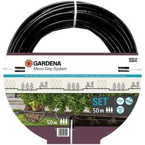 Gardena Micro-Drip-System Set Hecke, Sträucher 50m - Tropfbewässerung für bis zu 50m Pflanzreihen, konstante Wasserabgabe von 1,6 Litern pro Stunde