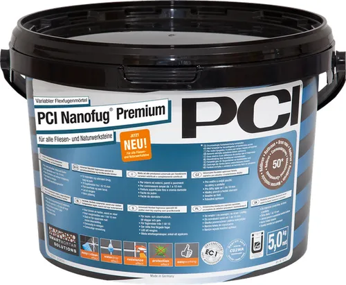 PCI Nanofug Premium 5kg Flexfugenmörtel Nr. 27 jurabeige - Fugenabdichtungen - Hochwertiger Flexfugenmörtel mit easy to clean effect, ideal für Feuchträume und schnell begehbar nach 2 Stunden. Hohe Widerstandsfähigkeit gegen Schimmel und Mikroorganismen.