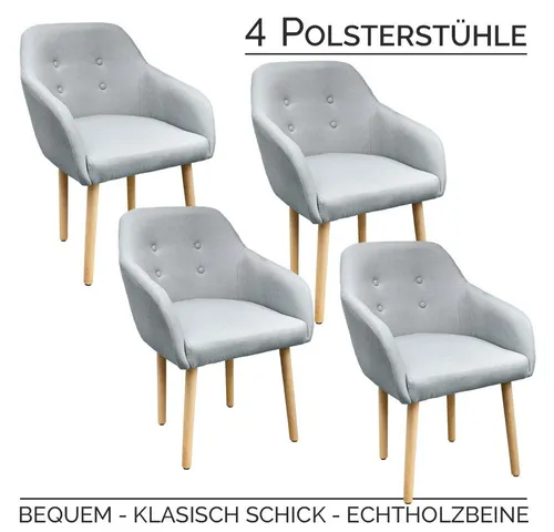 Kingpower Esszimmerstuhl 2/4/6/8 Set Stühle Esszimmerstühle Stuhl Sessel mit Armlehne Hellgrau (4 St)