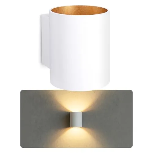 SSC-LUXon TUANI Leuchte rund weiß gold – dimmbare Wandlampe für stilvolles Licht - Wandleuchten für modernes Wohnen – Die TUANI kombiniert elegantes Design mit warmem Licht und schafft eine behagliche Atmosphäre in jedem Raum.