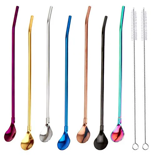 GHJK RT6N Colored spoon with straw, Acrylic