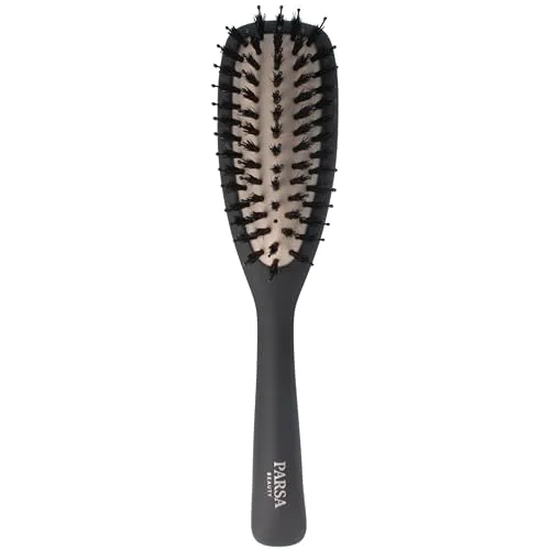 PARSA Beauty Professional Wirkstoffbürste Keratin + Biotin - Haarbürste Zum Glätten und Pflegen für Lockiges und Langes Haar (Schmal/Lang)