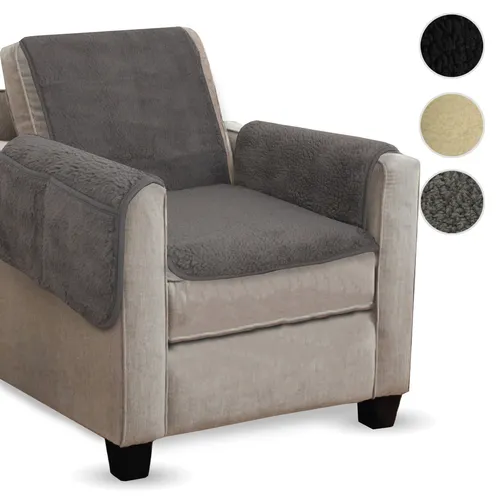 Sesselüberwurf Sesselschoner Sesselauflage Überwurf Sessel LammflorOptik Öko-Tex