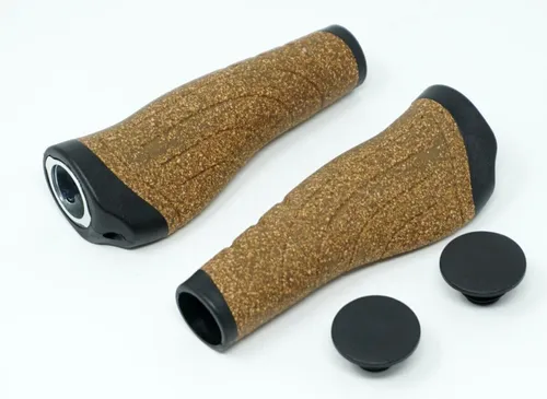 ergonomische Fahrradgriffe Gel + Kork braun/schwarz Lenkergriffe 135/135 mm