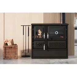 EEK A Küchenofen Holzherd 802 - BELLA schwarz - 9,12 kW - Küchenofen mit 9,12 kW, umweltfreundlich und unabhängig von Strom oder Gas kochen und backen. Hochwertige Gusseisenkonstruktion für Langlebigkeit und effiziente Wärmeabgabe.