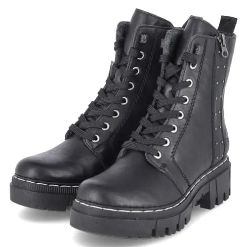 Rieker 74044-00 Schnürstiefel Damen - Schwarz, Gr. 41 - Wanderschuhe mit pflegeleichter Oberfläche und leichtem Futter, perfekt für kühle Tage und entspannte Wanderungen.