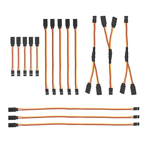 YIXISI 16 Stück RC Servo Verlängerungskabel 5pcs 75mm, 5pcs 150mm, 3pcs 300mm, 3pcs 1 auf 2 Y Kabel, JR Stecker für Fernbedienung Flugzeug