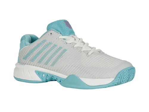 K-Swiss Hypercourt Express 2 Damen Tennisschuh - Tennisschuhe in modernem Design mit AÖSTA 7.0 Sohle für höchste Haltbarkeit und Flexibilität. Ideal für alle Beläge, mit hervorragendem Komfort durch Ortholite und Surgelite Dämpfung.