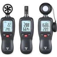 STAHLWERK Klima- und Licht-Messgeräte-Set - Praktisches Messset mit Anemometer, Thermo-Hygrometer und Luxmeter für präzise Messungen von Luftgeschwindigkeit, Temperatur und Beleuchtung – ideal für optimale Raumklima- und Lichtverhältnisse.