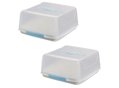Engelland Kuchentransportbox – 2-tlg. Set mit transparentem Deckel - Kuchentransportboxen aus BPA-freiem Kunststoff, ideal für sicheres Transportieren von Kuchen und Torten. Mit Tragegriff und Klickverschluss für optimalen Schutz.