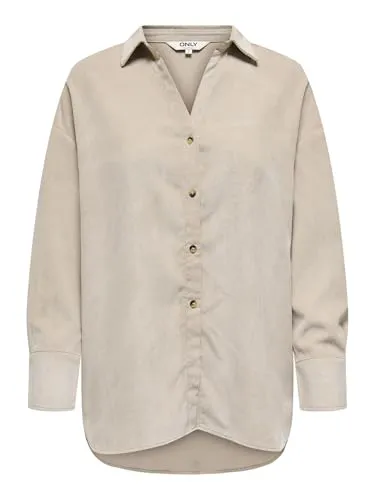 ONLY Langarmbluse ONLMARIKE LIFE L/S CORD PNT beige S (36) - Modische Langarmbluse aus elastischem Material, pflegeleicht und ideal für den Alltag. Loose Fit für hohen Tragekomfort. Perfekt kombinierbar für vielfältige Outfits.