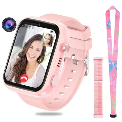 OKYUK 4G Smartwatch für Kinder (T45 Rosa) - Smartwatch für Kinder mit GPS-Tracker, Zwei-Wege-Anrufen und SOS-Funktion. Ideal für Kinder von 4-12 Jahren, bietet Sicherheit und Unterhaltung in einem wasserdichten Design.