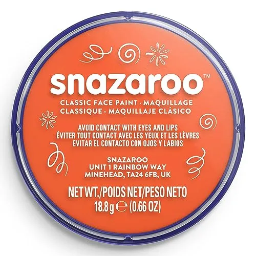 Snazaroo 1118553 Schminkfarbe - Orange, 18ml Topf - hautfreundliche Gesichtschminke auf Wasserbasis, wasservermalbar, parabenfrei, Face & Bodypaint Farbe für Kinder & Erwachsene