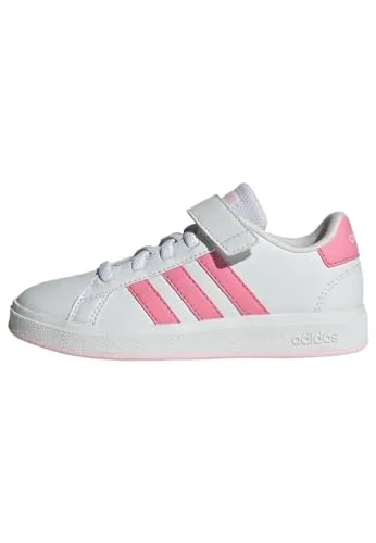 adidas Grand Court Elastic Lace and Top Strap Tennisschuhe - Sneaker für Mädchen mit regulärer Passform, elastischen Schnürsenkeln und Klettverschlussriemen für sicheren Halt und stylischen Look.