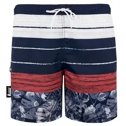 Luvanni Badehose Badehose Herren Schnelltrocknende Beachshorts Boardshorts Badeshorts mit Eingriffstaschen, seitliche Reißverschlusstasche blau|rot 5XL