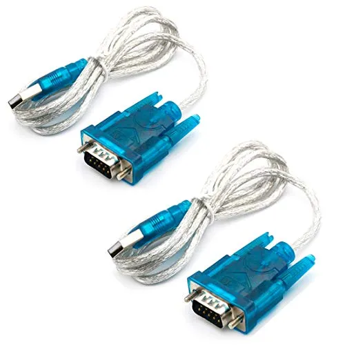 Hailege CH340 USB zu RS232 und DB9 Seriell Kabel - 2 Stück COM Port Konverter
