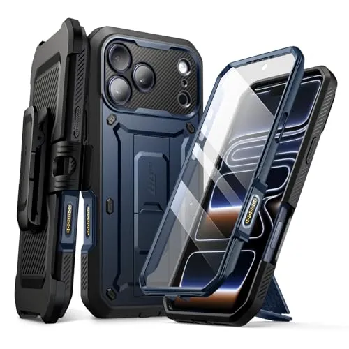 SUPCASE für iPhone 17 Pro Hülle 6.3” mit Kamerasteuerungstaste Outdoor Handyhülle 360 Grad Case Bumper Schutzhülle Cover [Unicorn Beetle Pro] mit Displayschutz, Ständer und Gürtelclip 2025 (Blau)