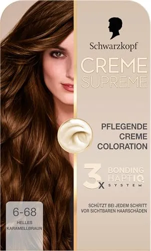Schwarzkopf Creme Supreme Coloration 6-68 Helles Karamellbraun (182 ml)