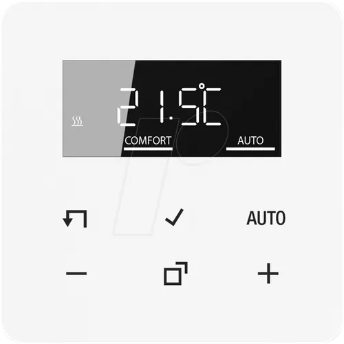 JUNG HOME Raumthermostat-Display, alpinweiß - Zubehör für Klima & Heizen, ermöglicht manuelle und zeitgesteuerte Temperaturregelung mit bis zu 16 Zeitprogrammen über die JUNG HOME App.