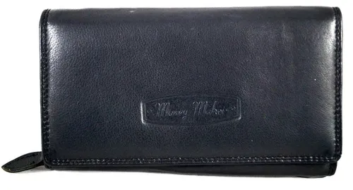 Damen Börse Geldbörse Portemonnaie Geldbeutel Echt Leder Schwarz Klassisch Weich