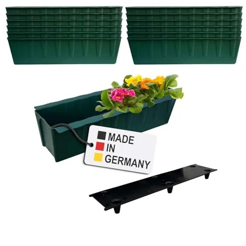 BURI 12 Euro-Paletten Blumenkästen Dunkelgrün - Garten-Zubehör mit perfekter Passform für Europaletten, inklusive innovativer Bewässerungsmatte für gleichmäßige Feuchtigkeit und Wurzelgesundheit.