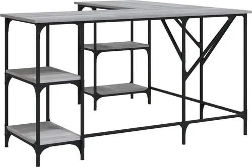vidaXL Schreibtisch Grau Sonoma 139x139x75 cm