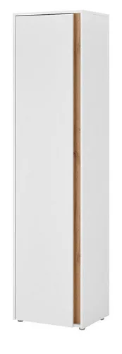 Furn.Design Schuhschrank Center – Mehrzweckschrank in Weiß mit Wotan Eiche - Schuhschrank Center in Weiß und Wotan Eiche, 50 x 200 cm, bietet Platz für bis zu 40 Paar Schuhe in 10 höhenverstellbaren Fächern. Ideal für Flure und kleinere Räume, pflegeleicht und umweltfreundlich.