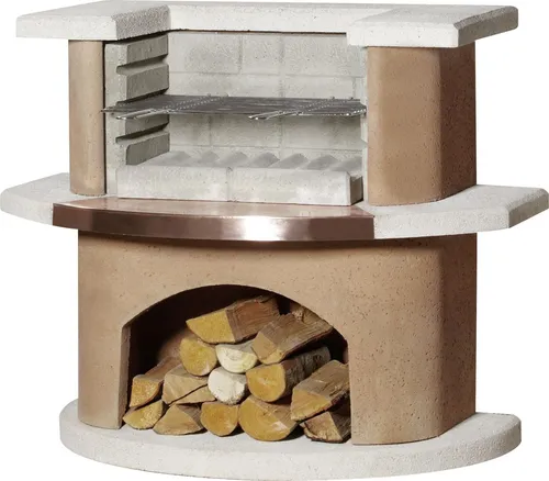 Buschbeck Grillbar Bologna 93 x 110 x 65 cm - Grillstation mit integriertem Holzregal, ideal für Gartenpartys und gemütliche Grillabende.