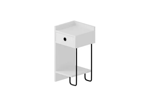 Evila Nachttisch in Weiß - 32 x 61 x 30 cm - Stilvoller Nachttisch aus melaminbeschichteter Holzfaserplatte mit 1 Schublade und 2 Ablageebenen für optimalen Stauraum. Perfekt für jedes Schlafzimmer!