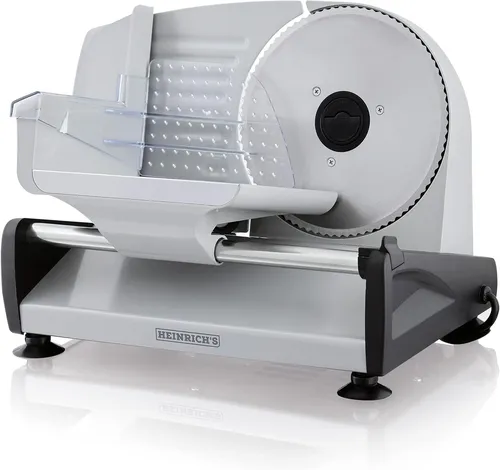 HEINRICHS Metall-Allesschneider – Elektrische Brotschneidemaschine - Allesschneider für Brot und Wurst, mit spülmaschinenfesten Teilen und EASY-CLICK System für einfache Handhabung. Ideal für vielseitige Anwendungen in der Küche.