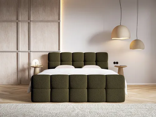Selsey Cloudy Boxbett 140x200 - Komfortables Doppelbett mit Bettkästen und Topper - Betten - Elegantes Boxbett mit hochwertiger Bouclé-Polsterung, inklusive Bonellfederkernmatratze und praktischem Stauraum durch zwei seitlich öffnende Bettkästen.