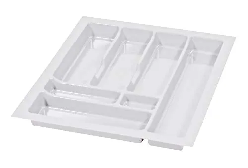 ALUSFERA Besteckkasten für Schubladen 50cm – Schubladen Organizer mit Fächeraufteilung – Hochwertiger Schubladen Organizer Küche für Mehr Ordnung – Anpassbar und leicht zu reinigen - 430x490mm Weiß