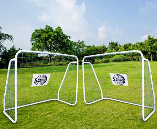 Sandora Fußballtor 2er Set – Ideal für Kinder im Garten - Fußballtore für Kinder, 124x96x61 cm, 2er Set mit blauem Netz. Schneller Aufbau für unbeschwerten Spielspaß und wetterfestes Design für lange Haltbarkeit.